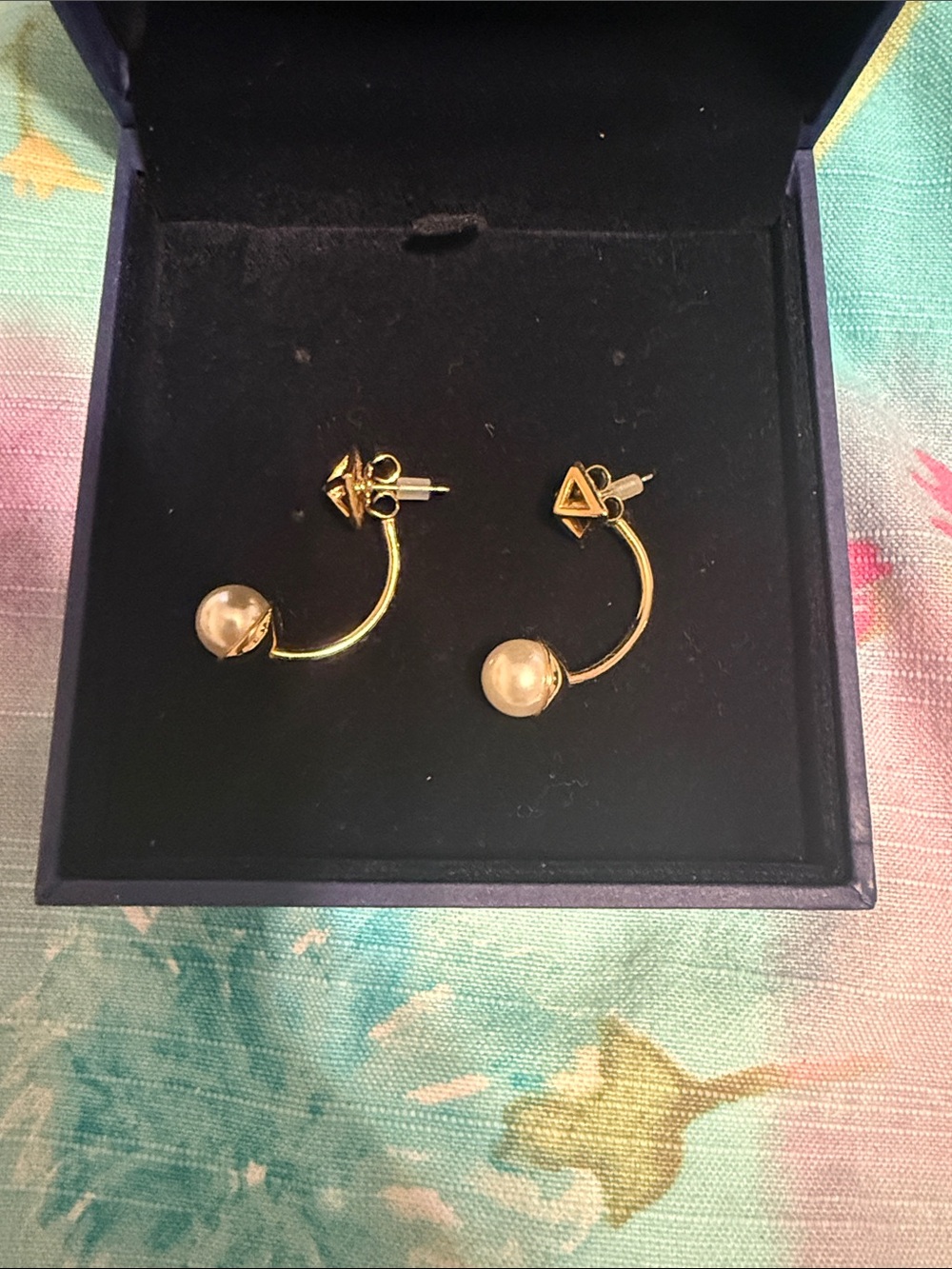Rebecca Minkoff Gold faux Pearl Arc Back Earrings